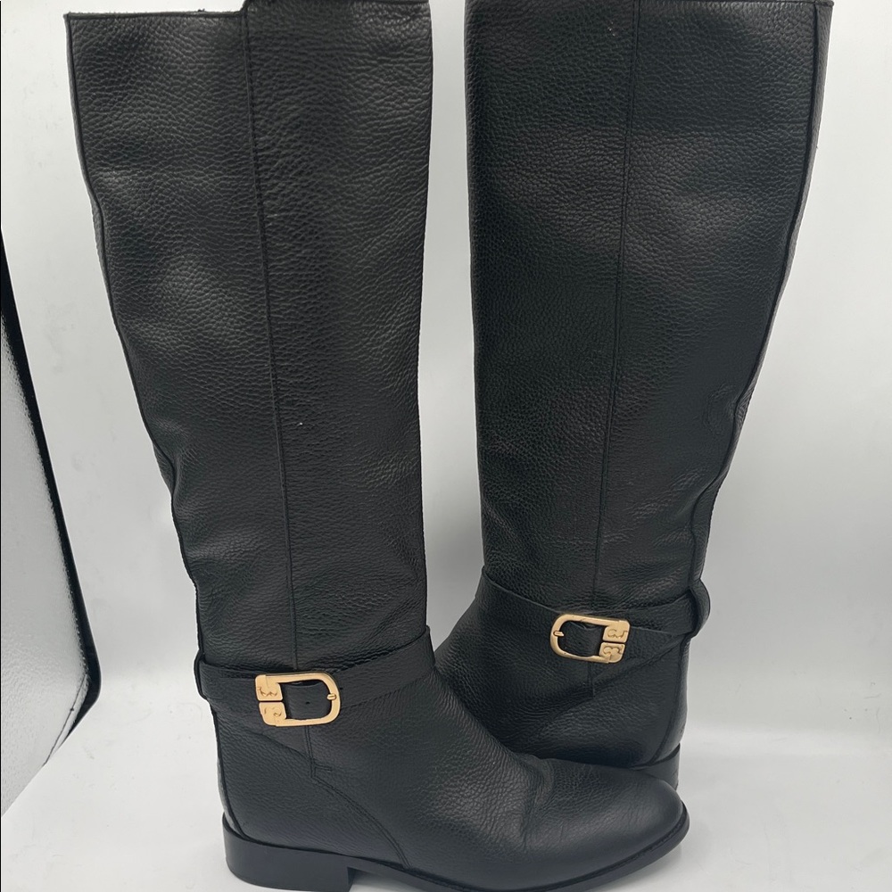 Tory Burch Black Over the Knee Boots with Gold Buckle- NWOT